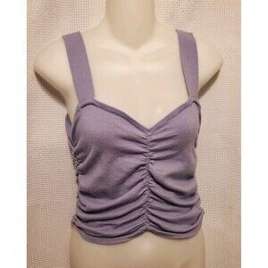 Active USA Womens Sz L Lavender Purple Knit Sweetheart Rouched Tank Top